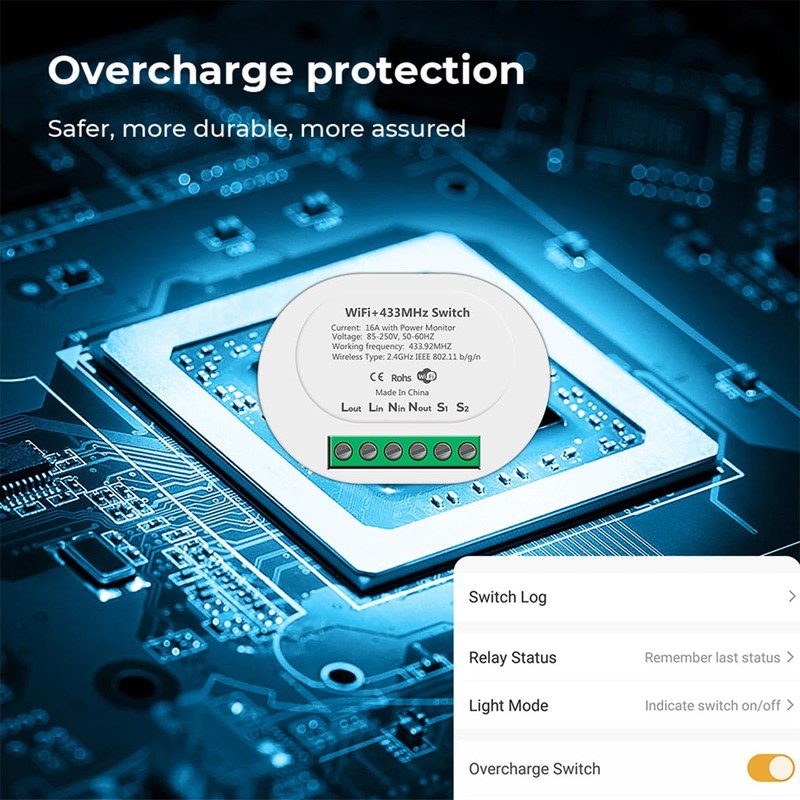 Acmerota WiFi Smart Switch Relay Power Statistics Mini WiFi Smart