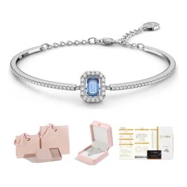 Pulsera Plata 925 Pura Con Zafiro Cuadrado Elegancia Azul