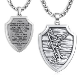 qielizhu St Michael Necklace for Men 925 Sterling Silver Archangel Michael Pendant Saint Michael Necklace for MenReligious Jewelry Gifts
