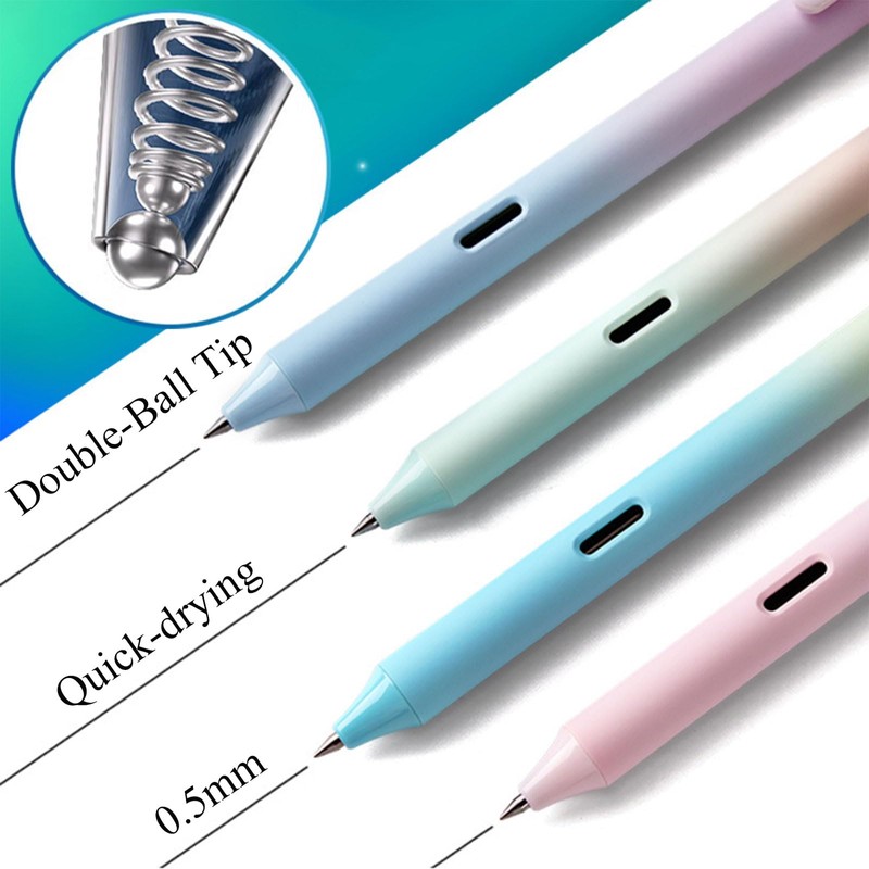 Archic Silent-Press Retractable Ballpoint Black Gel Ink Pens 0.5mm Gradient