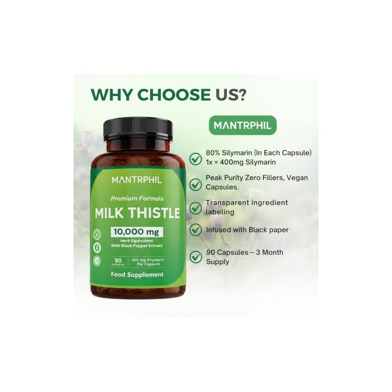 Milk Thistle High Strength 10000mg | 400mg Silymarin per Capsule