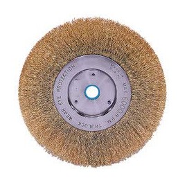 WEILER Brass Wheel Brush 0.005 in Bristle Diameter - Arbor Attachment - 6 in Outside Diameter - 5/8 to 1/2 in Center Hole Size - 01415