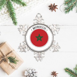 Morocco Christmas Tree Hanging Ornaments City Skyline Flag Snowflake Ornaments Indoor Home Decor Funny Pendant Far from Home Gifts