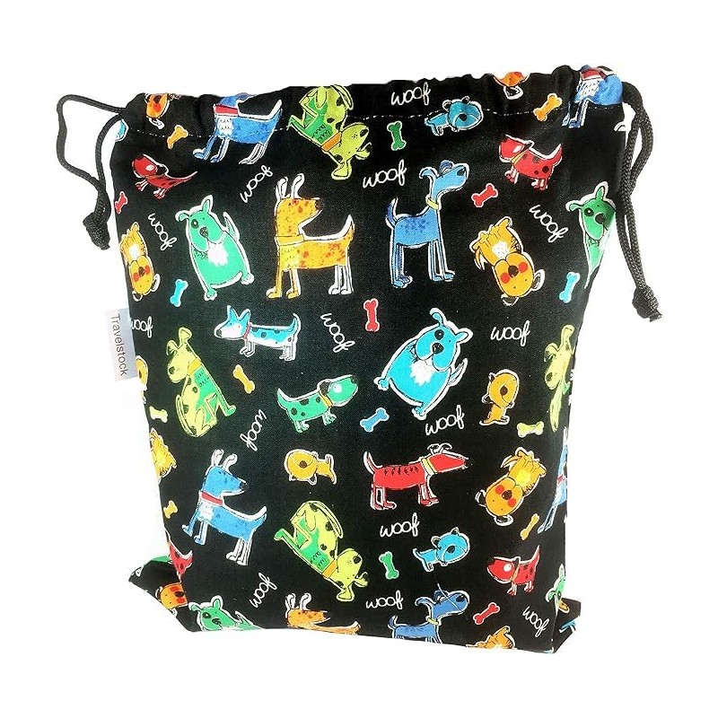 Travelstock Kids Cotton Wash Bag Drawstring small - Loveable Dogs