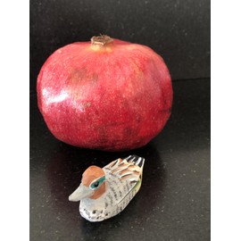 Selsela Eurasian Teal Wooden Duck Figurine - Miniature Bird Statue Handmade Carving Home Decor Decoration Decoy Small Animals