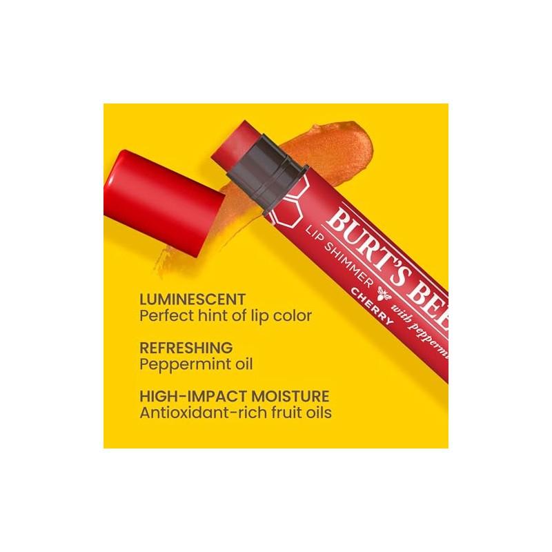 Burt's Bees - Brillo de labios hidratante 100% natural, cereza