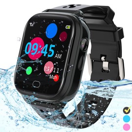 FRLONE Kids Smart Watch Phone - IP67 Waterproof Smartwatch Boys Girls with Touch Screen 5 Games Camera Alarm SOS Call - Phone Watch Digital Wrist Watch for 3-13 Years Children Birthday Gift (Black)