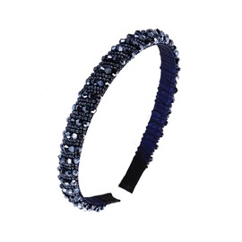 SURALIN 1 x headband for women with crystal beads, headband, hair accessory, headband, women's headband, girls (navy blue)
