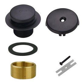 WELSAN Black Bathtub Drain Tip-Toe Single Hole,Welsan Tub Drain Trim Set Conversion Kit Assembly, Coarse Thread Replacement Trim Kit with 1-Hole Overflow Faceplate Includes an Adapter, Matte Black