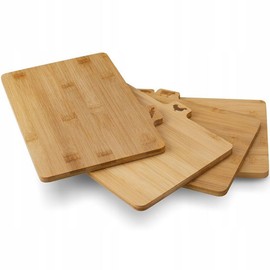 HPAMR Wooden Chopping Board Set, Wooden Cutting Boards for Kitchen, Bamboo Cutting Board Set of 4 Wood Cutting Board Set with Holder Ideal for Meat, Fish, Bread, Vegetable, Fruit Chopping