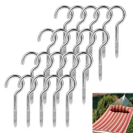 HABNI Pack of 20 Stainless Steel Screw Hooks, Ceiling Hooks, Eye Screw, Hook Screw, Screw-In Hooks, Robust Cup Hooks (M3-40 mm)