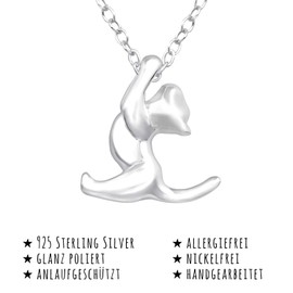 Monkimau Women's Necklace Cat Pendant 925 Sterling Silver with 45 cm Chain, Sterling Silver, No Gemstone