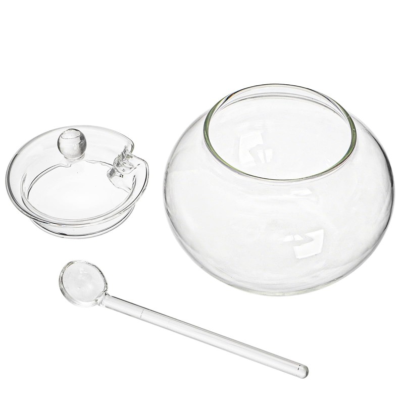 Frcctre Set of 2 Glass Sugar Bowl with Spoon and