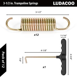 LUDACOO 8.5" Trampoline Springs, Heavy Duty Stainless Steel Trampoline Accessories with Swivel & Straight Hooks, Universal Trampoline Replacement Parts Includes T-Hook Tool, 24 Pack