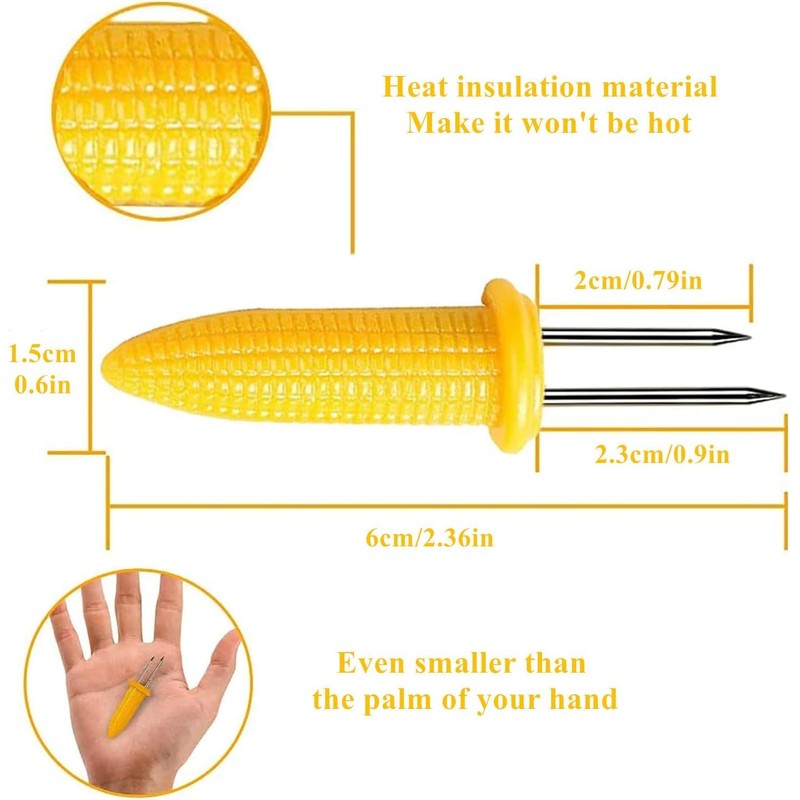 Stainless Steel Corn Holders With Storage Box, 20Pcs Corn on