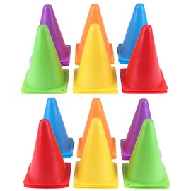 7 Inch Training Cones - Durable Plastic Agility Markers for Soccer, Football, Basketball & Skating - Ideal for Drills & Obstacle Courses - Set of 12 - Multiple Colors