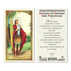Oracion al Glorioso San Pancracio Tarjetas Laminadas Prayer Cards - Pack of 25- Spanish Espanol