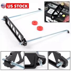 Unbranded Aluminum Universal Car Battery Hold Tie Down Bracket Mount Kit + 10'' J Bolts