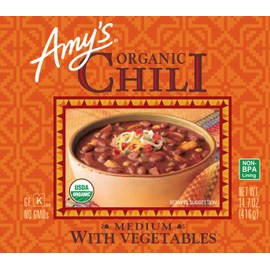 Amy's Organic Chili, Vegan Medium Chili, Gluten Free, Made With Organic Vegetables, 14.7 Oz (12 Pack)
