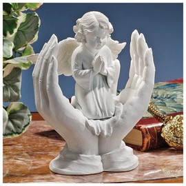 Design Toscano PD1741 Prayers of an Angel Figurine Statue, 12.5 cm, Bonded Marble Polyresin, White