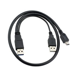 chenyang USB 2.0 to Mini USB 5Pin Data Cable with Extra Power Cable for Hard Disk Drive