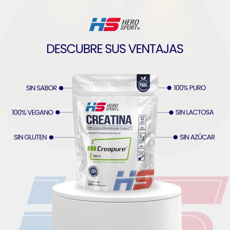 Creatina Creapure 200gr Hero Sport 40 Servicios