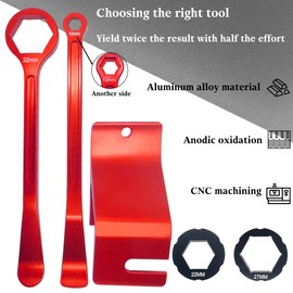 10mm/0.39''13mm/0.51''22mm/0.87''27mm/1.06''32mm/1.26''Tire Iron Lever Tool Spoon Motorcycle Tire Change Kit Wrench Set Bead Buddy Kit Tire Repair Tool for Bike EXC SX XC EXCF Dirt Pit Bike (Red)