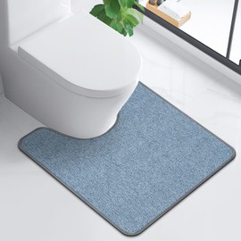 Toilet Rugs U Shaped Washable 24x20, Ultra Thin Toilet Rug Super Absorbent, Toilet Mat Rubber Backing Non-Slip, Toilet Mats Machine Washable Dry Quickly, Contour Bathroom Rugs for Toilet-Dark Grey