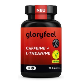 Caffeine + L-Theanine High Dose - 150 Tablets with 200 mg Caffeine + 200 mg L Theanine from Green Tea Extract per Daily Dose - 100% Vegan and Laboratory Tested