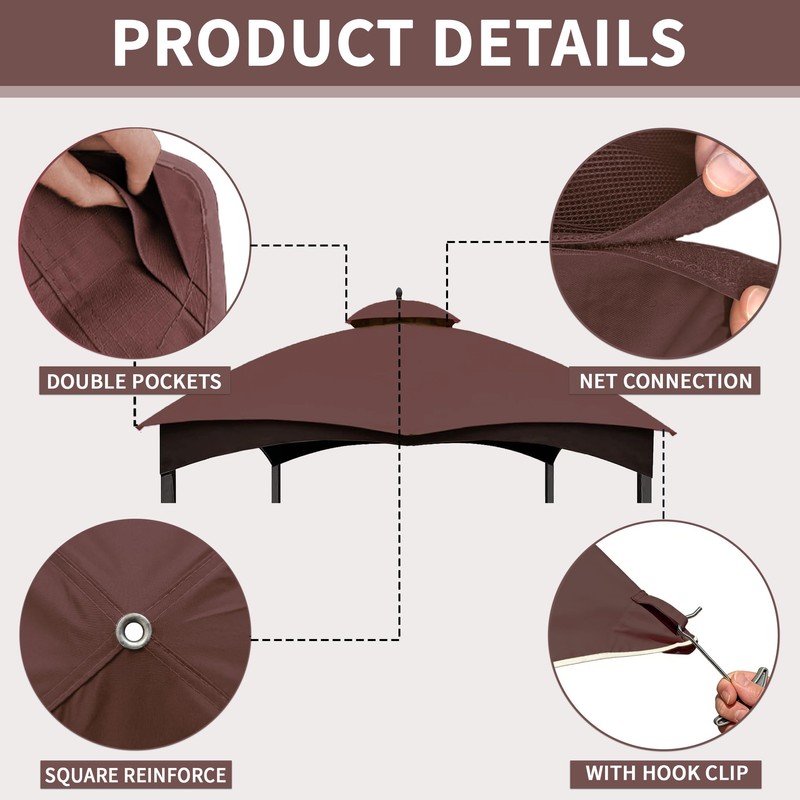 SCOCANOPY Brown Replacement Top Compatible with Lowe's Allen Roth 10X12