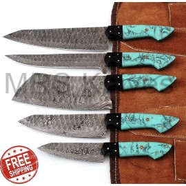 KNIVES SET HANDMADE DAMASCUS STEEL CHEF KNIFE SET KITCHEN KNIVES SET