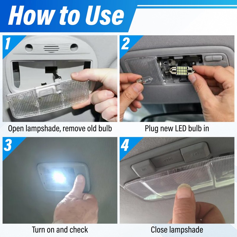 24 PCS LED Interior Car Lights, T10 31mm 41mm LED