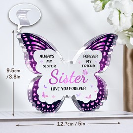 GLEEVERA Sister Birthday Gifts for Sister, Sister Gifts from Sister, Gifts for Sister from Sister Brother - Butterfly Shaped Decorative Acrylic Sister Gifts for Mothers Day Birthday Christmas Thanksgiving
