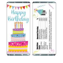 Birthday Party Candy Bar Wrappers, Chocolate Bar Labels, Party Favors, Pack of 20