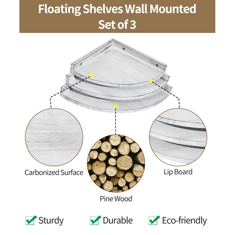 Petrala Petrala Corner Shelf Hanging Wall Shelf Wood Floating Shelves