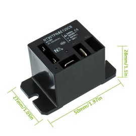 EPLZON NT90-AC120V-8X Power Relay AC 120V Coil 30A 40A SPST(1NO) with Flange Mounting and 10 Quick Connect Terminals Wires Mini Relay(Pack of 2pcs)
