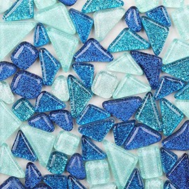 200g Mixed Color Mosaic Tiles Shine Crystal Mosaic Pieces Stained Glass Bulk Assorted Shapes Glitter Crystal Mosaic Tiles for DIY Crafts and Home Decoration