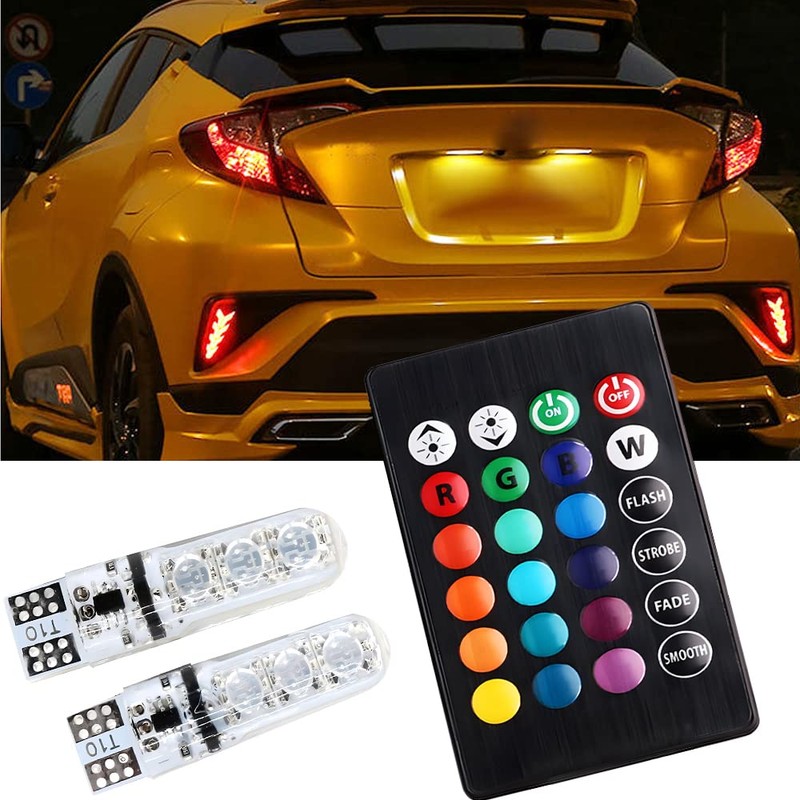 OtpOutopa Car T10 RGB LED Bulb Width Light with Remote