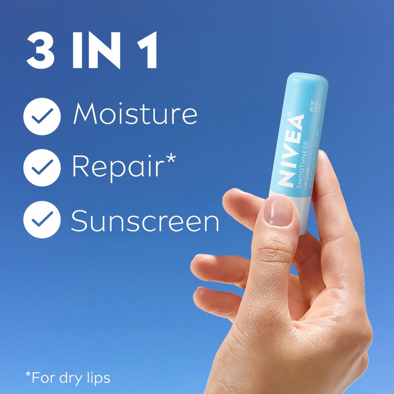 NIVEA Smoothness Lip Care, Sunscreen Lip Balm with SPF 15