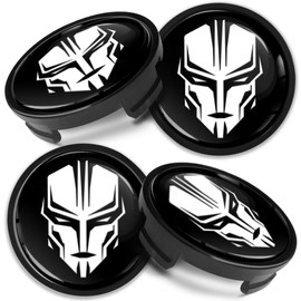 Biomar Labs 4 x Center Hubcaps, Compatible with Ford Centre Caps for Alloy Wheels, 54 mm, White, Black, Robot, Bot CF 52