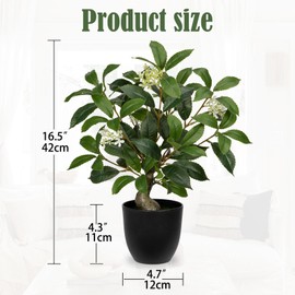 Briful 16.5'' Fake Plants Small Faux Laurel Bay Tree in Black Pot Realistic Greenery Artificial Plants Indoor Houseplant for Home Decor Farmhouse Bathroom Living Room Wedding Table Centerpieces