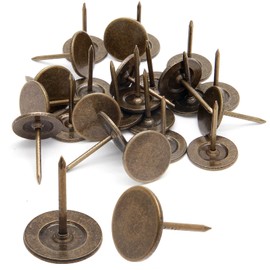 Piutouyar 30mm / 1.2 Inch Flat Head Thumb Tacks, Bronze Vintage Style Upholstery Tacks, Furniture Decor Pushpin Dia 19mm / 0.7 Inch (100Pcs)