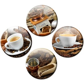Fridge Magnets Coffee Cups Set of 4 Magnets for Magnetic Board Fridge Strong Large Diameter 50 mm