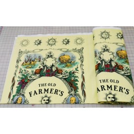 Sykel Old Farmers Almanac Floral Etched Cotton Panel Weather Garden 23" x 44"