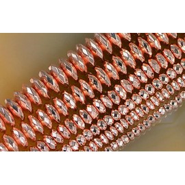 AD Beads Hematite Gemstone Smooth or Faceted Rondelle Spacer Beads 16" 3mm 4mm 6mm 8mm 10mm (3x6mm, Rose Gold (92 Faceted))