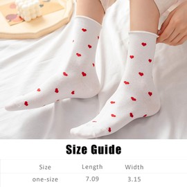 4 Pairs Heart Socks Valentines Day Socks Heart Print Cute Above Ankle Socks Women Aesthetic Socks Soft Novelty Knit Comfortable Warm Ankle Socks Breathable Christmas Birthday Gifts for Women