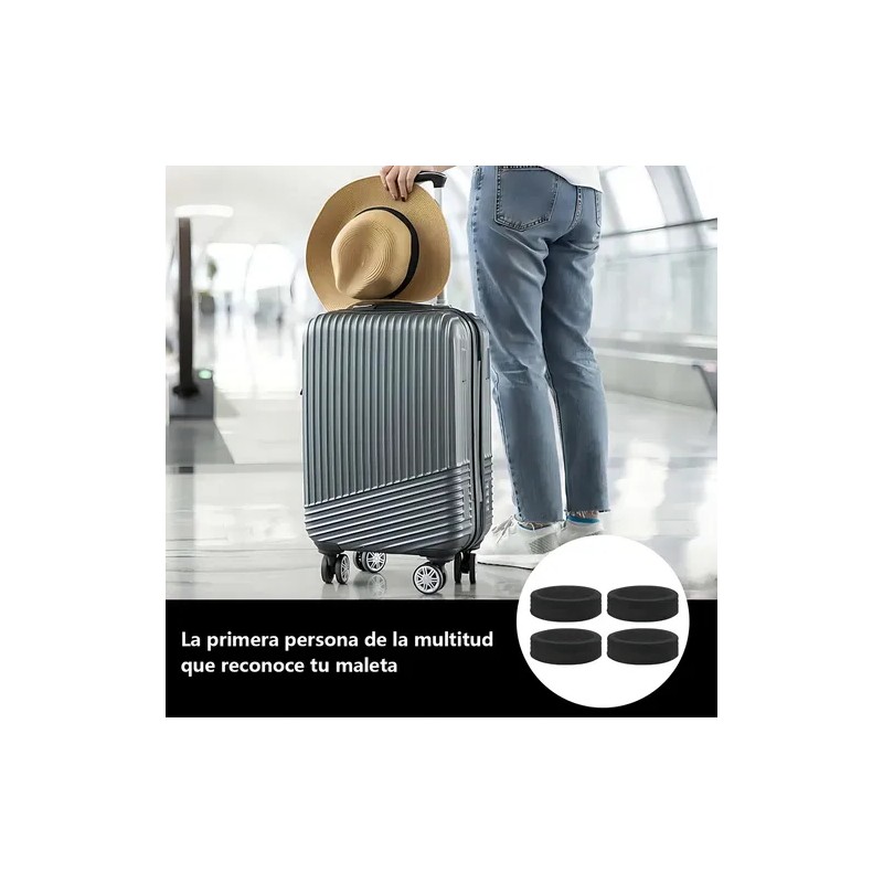 Fundas Silicona Luvan 8 Piezas Negro para Ruedas de Maleta