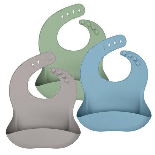 Cuddle Campus Set of 3 Silicone Bibs for Babies &