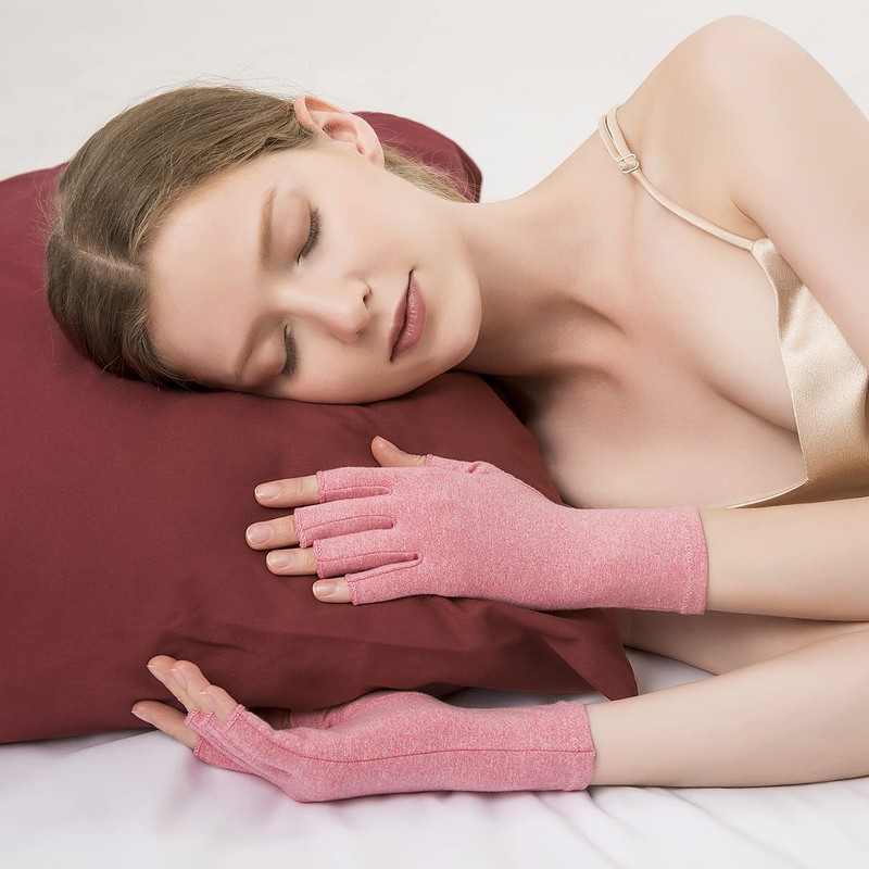 Cedcoe 2 Pairs Arthritis Gloves Fingerless Compression Gloves for Relieve