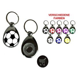 Keyring Football Ball with Shopping Trolley Chip, Hobby, Sport, Team, Team Gift Lucky Charm Birthday Gift Metal (Pink)